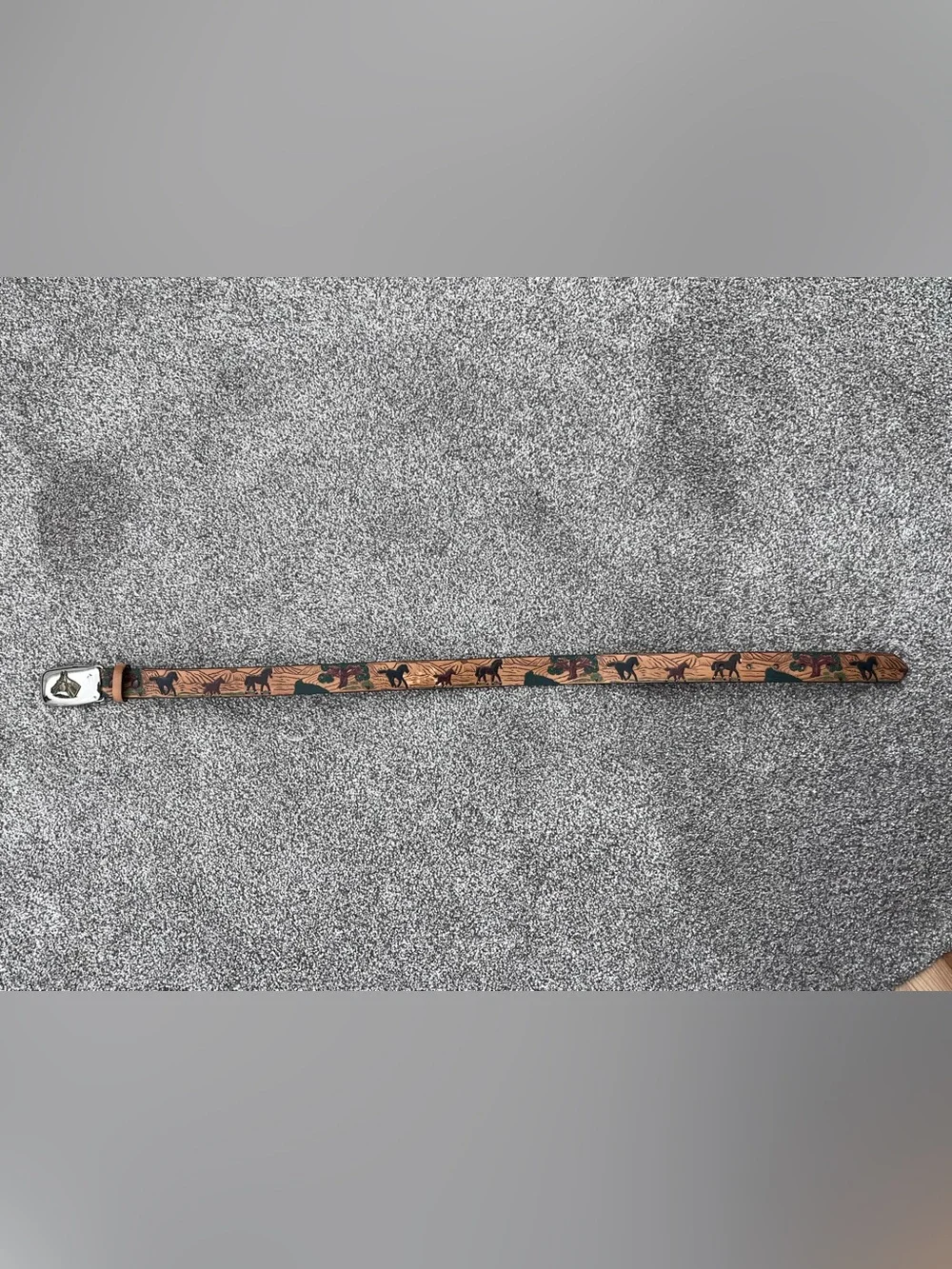 Nocona Brown Bonded Leather kids belt with painted horses and scenery